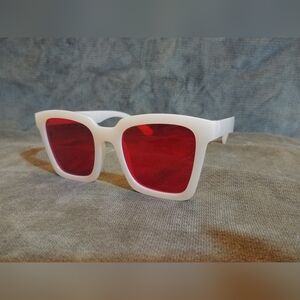 White Sunglasses with Red Lenses